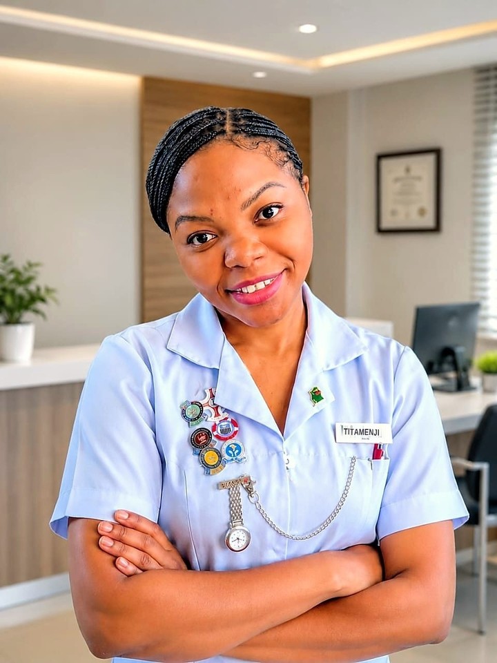 Titamenji Phiri, Registered Midwife, in uniform